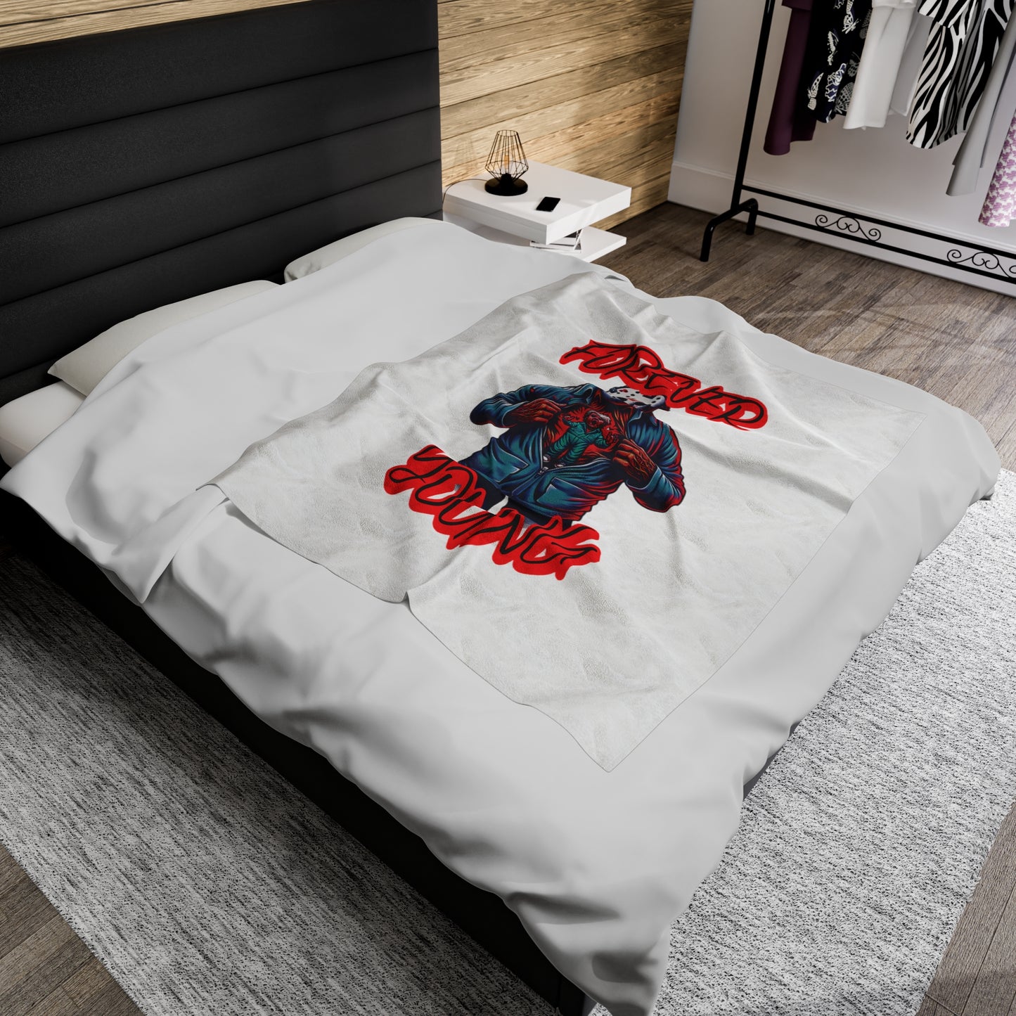 Forever Young Jason Opening Up To Younger Self Voorhees Friday Horror Fun Velveteen Plush Blanket