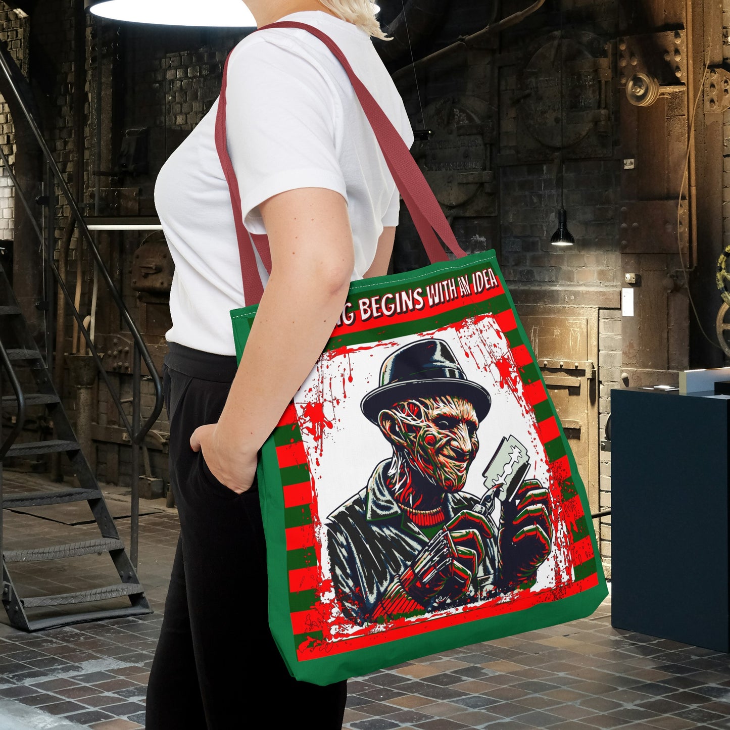 Horrorvational Everything Begins With An Idea Horror Inventor Tote Bag (AOP)