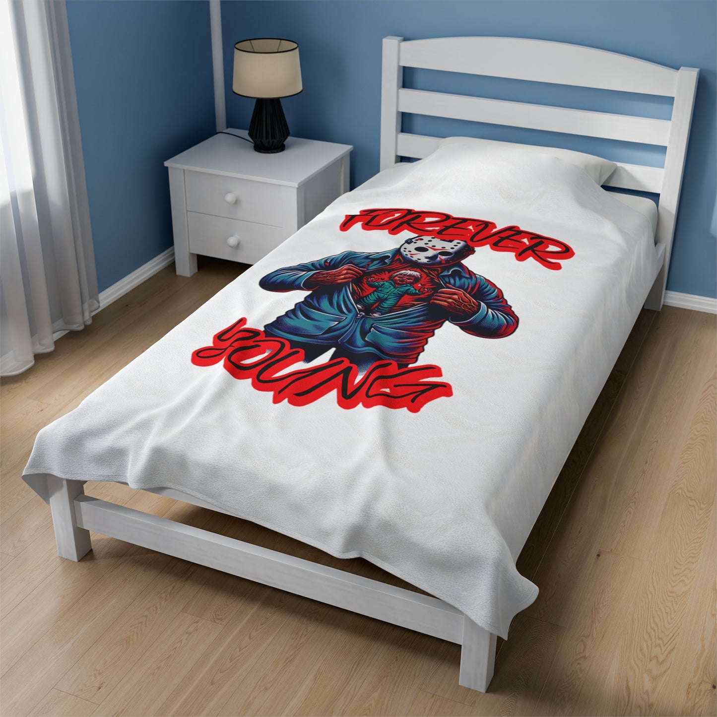 Forever Young Jason Opening Up To Younger Self Voorhees Friday Horror Fun Velveteen Plush Blanket
