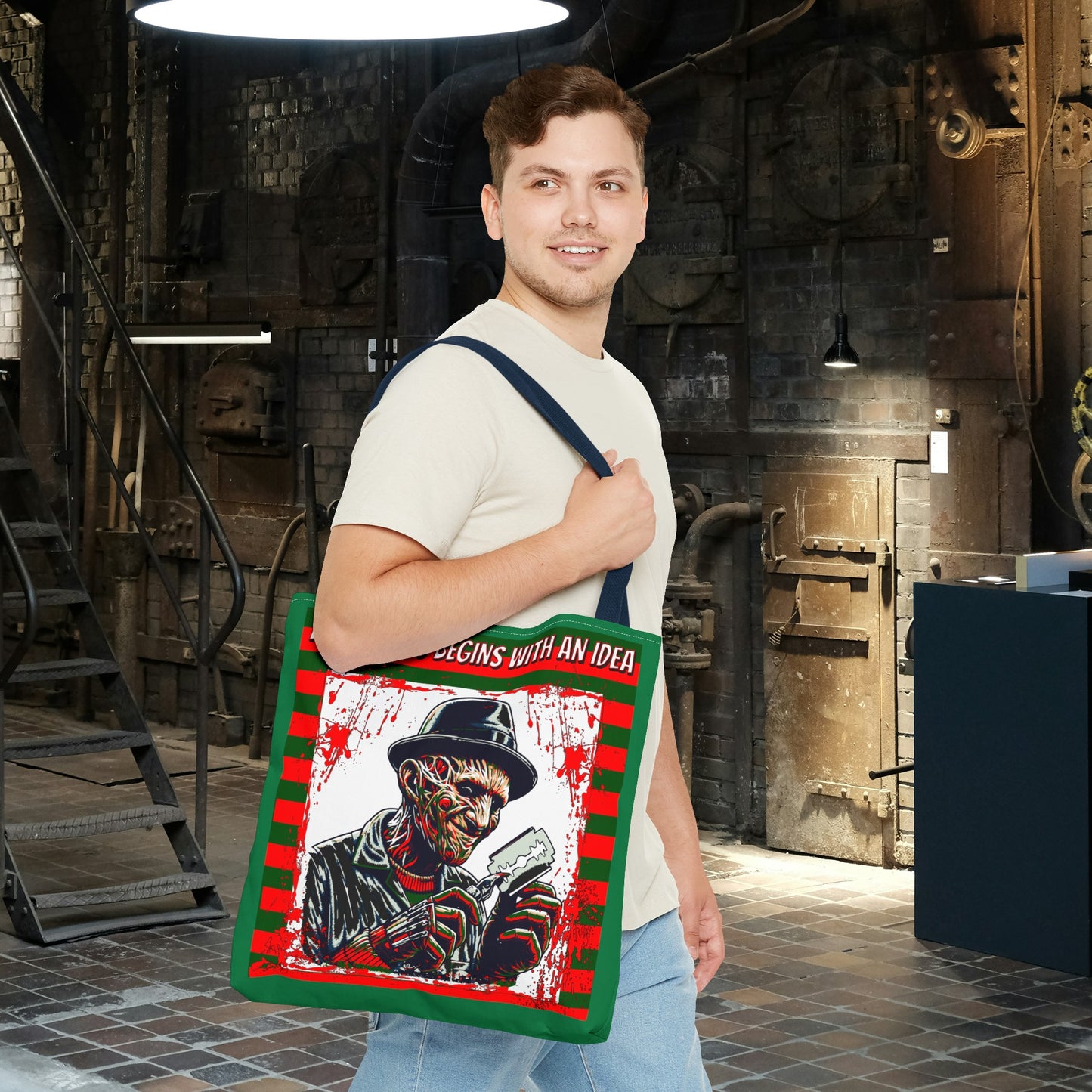 Horrorvational Everything Begins With An Idea Horror Inventor Tote Bag (AOP)