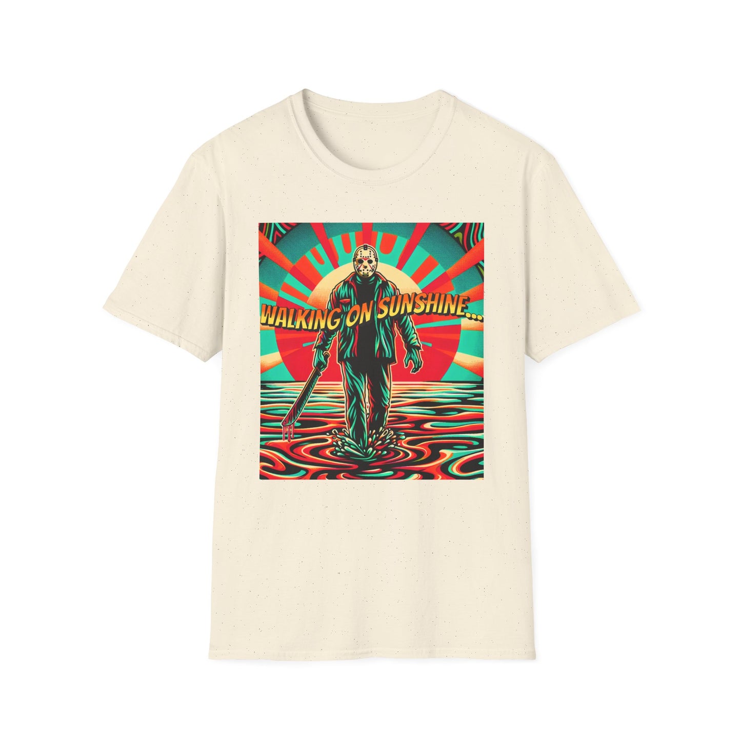 Horradelic Horror Jason In The Mask Voorhees Walking On Sunshine Friday Fun Unisex Softstyle T-Shirt Summer Shirt