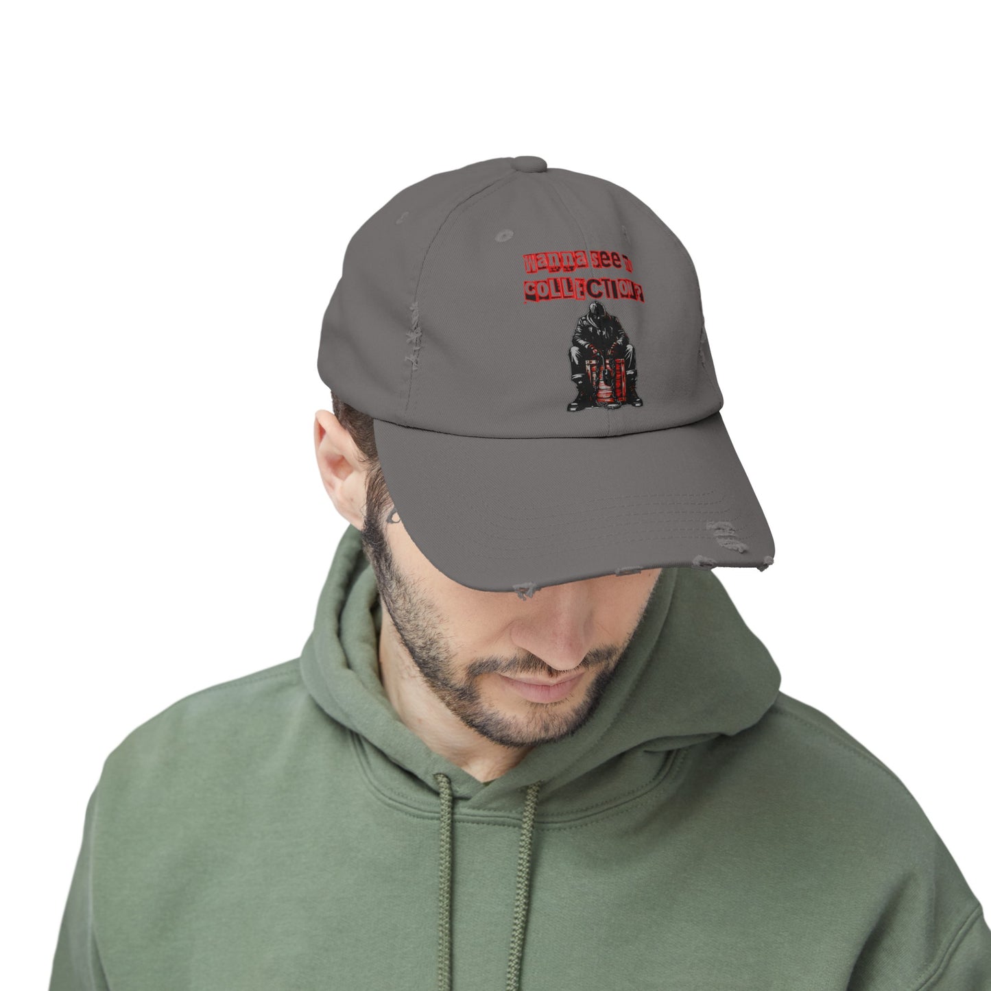 The Collector Inspired Wanna See My Collection Horror Movie Fun Collectors Hat Unisex Distressed Cap