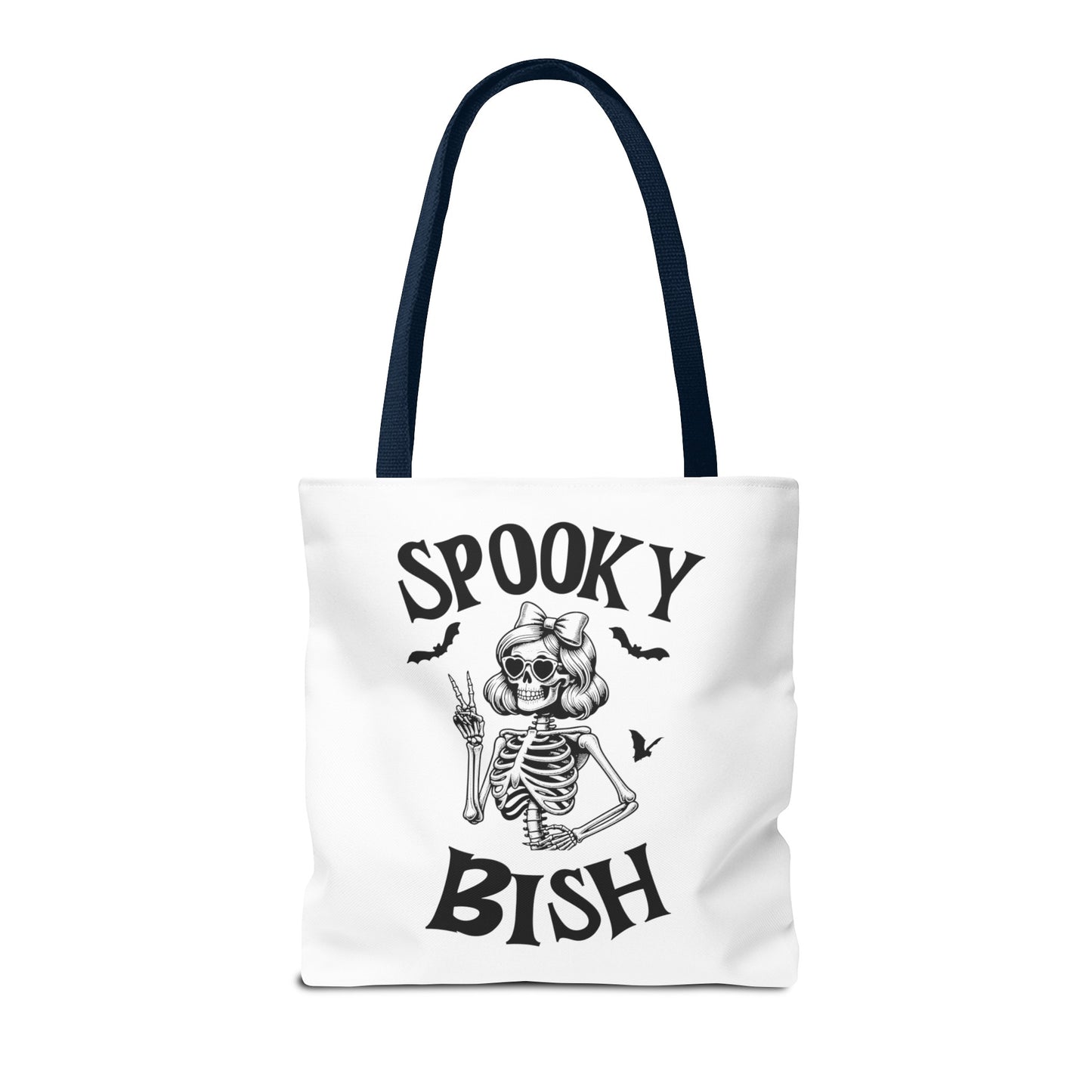 Spooky Bish Skeleton With Sunglasses and Peace Sign Gothic Horror Fun Beach Lunch Carry Tote Bag (AOP)