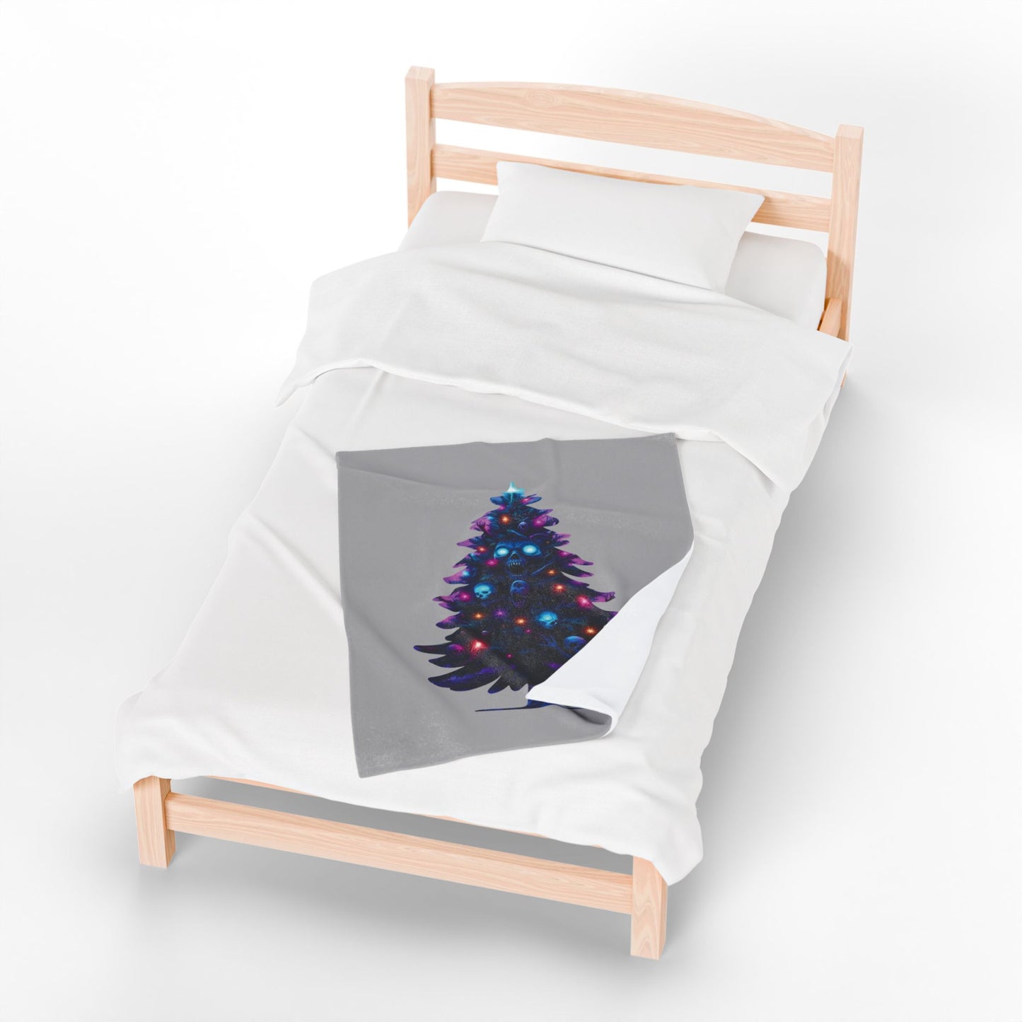 Gothic Neon Skull Christmas Tree Plush Blanket