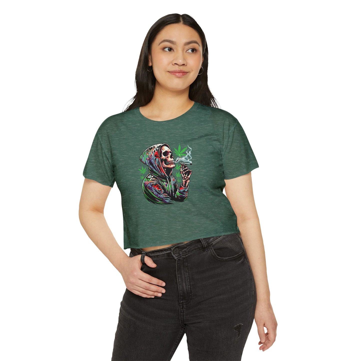 Skeleton Festival Crop Top - Deep Thoughts 420 Design