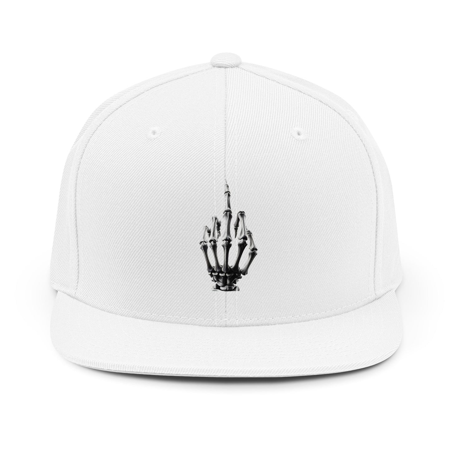Skeleton Hand Middle Finger Snapback Hat — Edgy Gothic Punk Cap