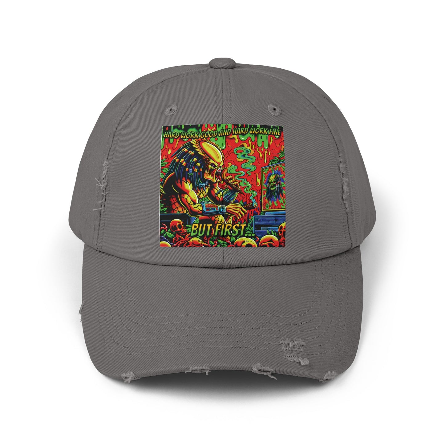 Horradelic Hard Work Good Hard Work Fine Predator Blunt Horror Fun Unisex Distressed Baseball Cap Hat