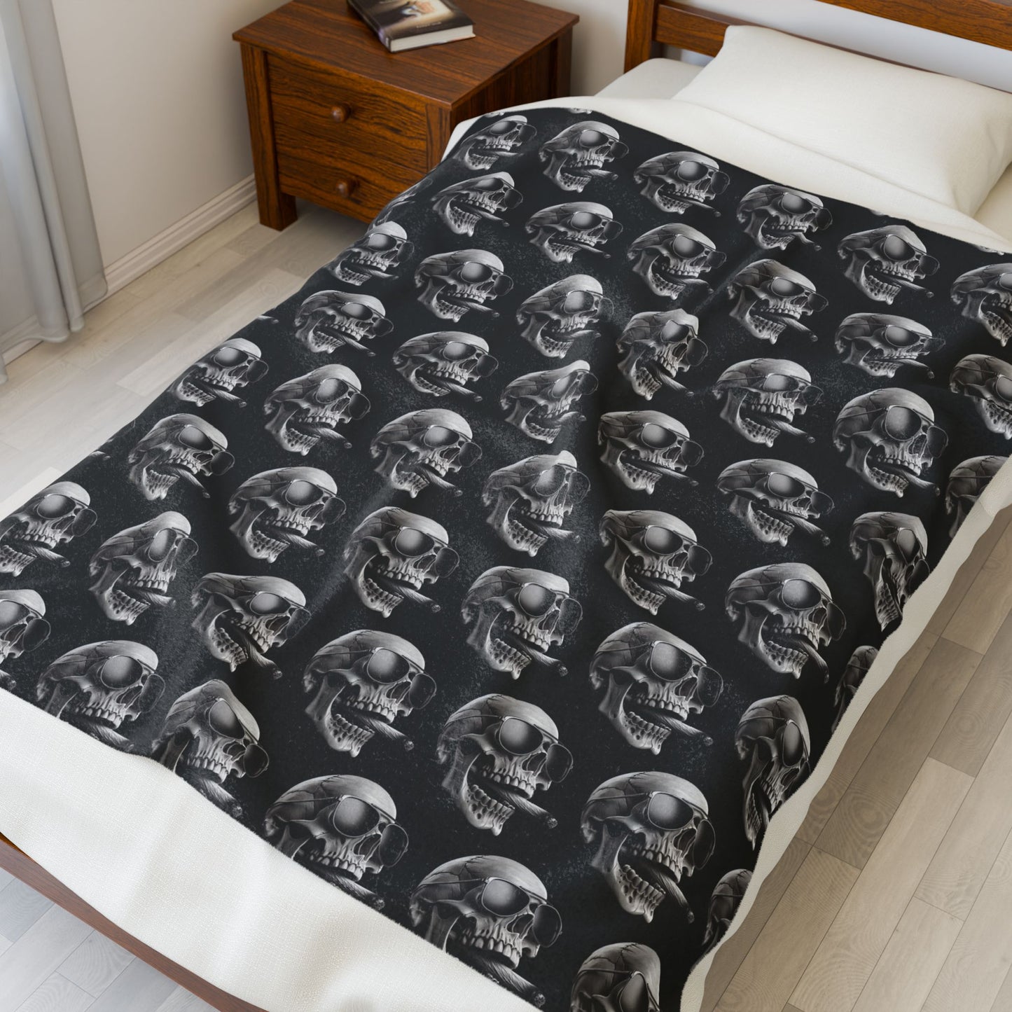 Plush Blanket - Gothic Skull Smoking Doobie