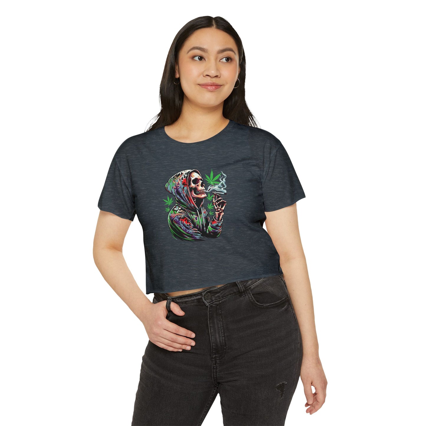 Skeleton Festival Crop Top - Deep Thoughts 420 Design