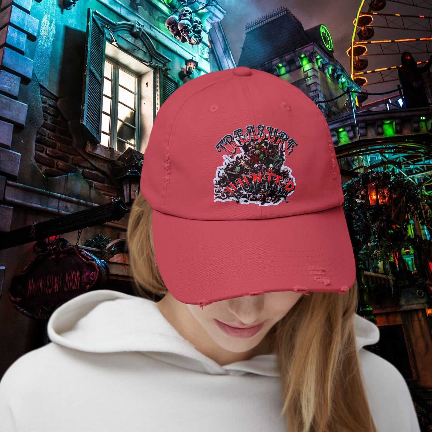 Treasure Hunter Horror Collector Unisex Distressed Cap Fun Convention Toy Show Hat