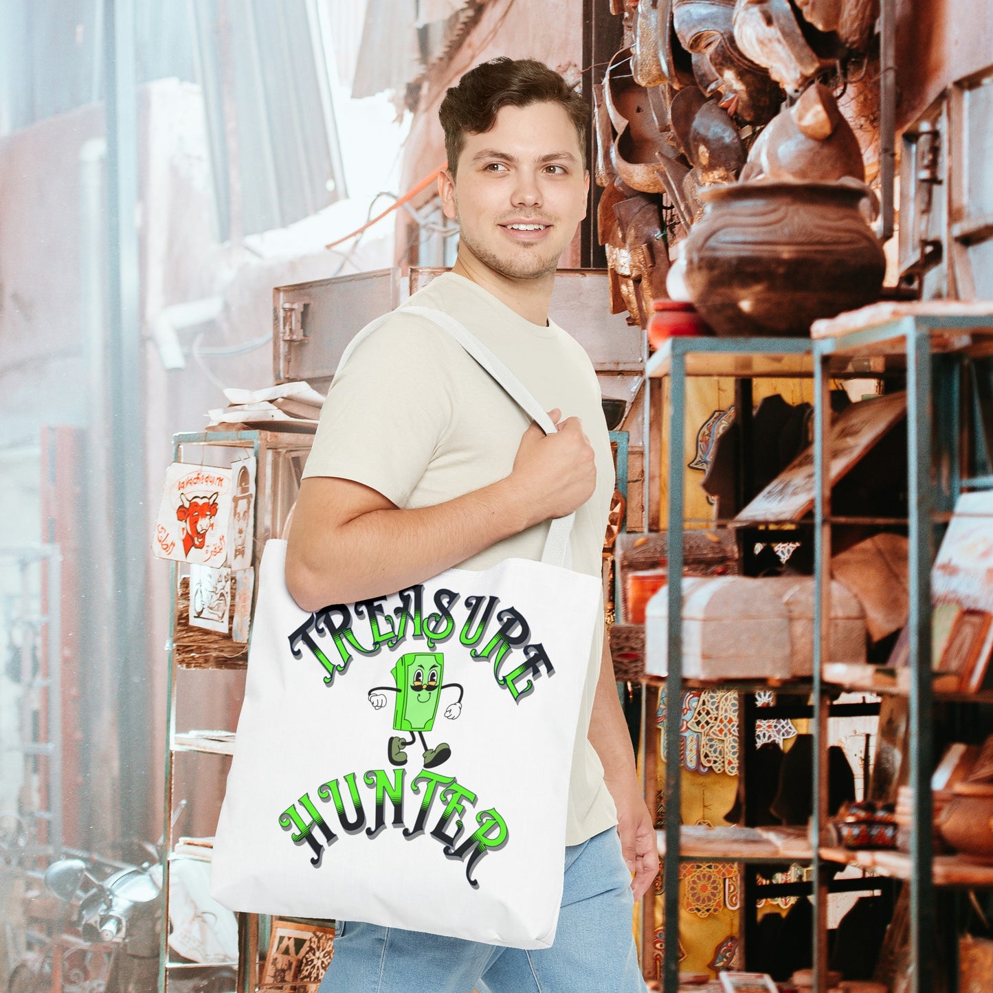 Treasure Hunter Money Man Collector Tote Bag (AOP) Cash Bag