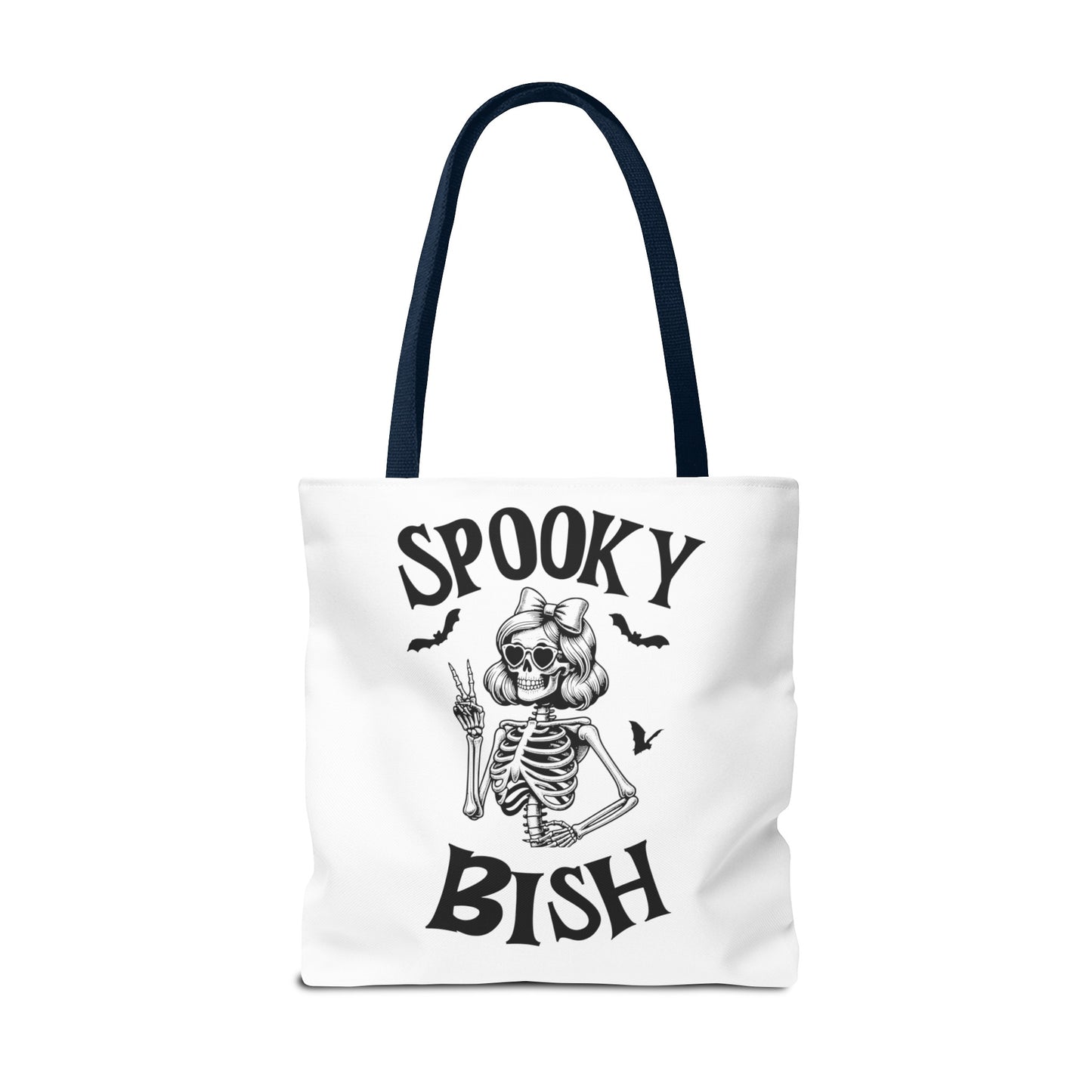 Spooky Bish Skeleton With Sunglasses and Peace Sign Gothic Horror Fun Beach Lunch Carry Tote Bag (AOP)
