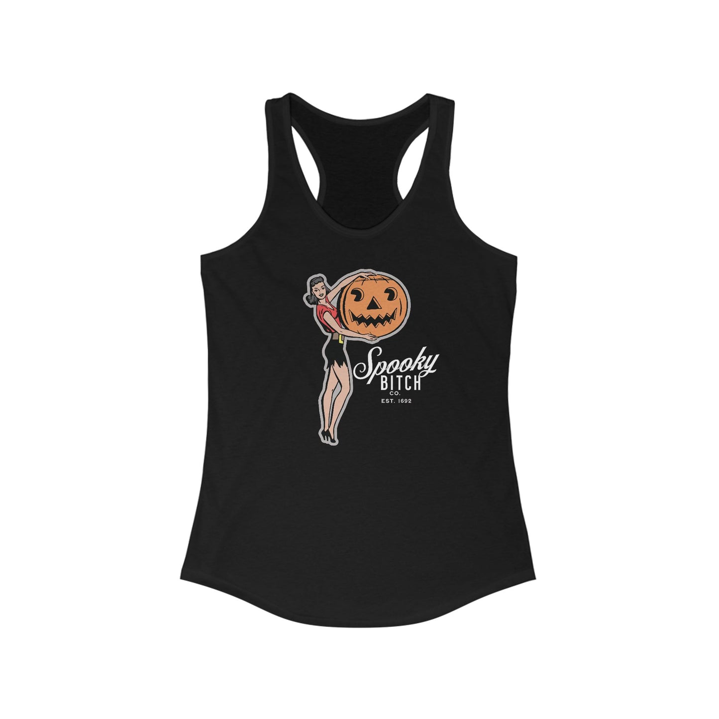 Spooky B!+ch Co EST 1692 Salem Witch Trials Womens Ideal Racerback Tank Top