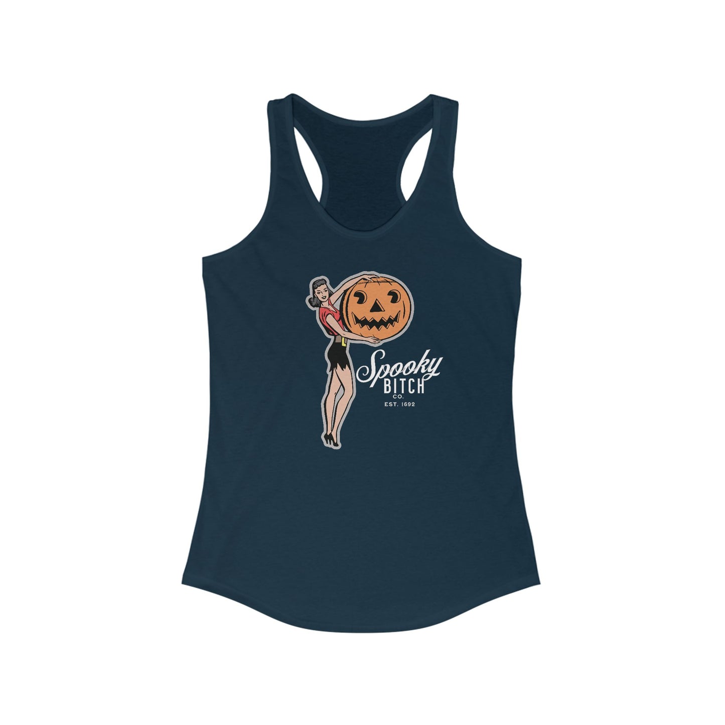 Spooky B!+ch Co EST 1692 Salem Witch Trials Womens Ideal Racerback Tank Top