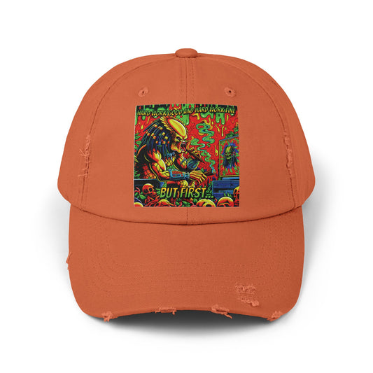 Horradelic Hard Work Good Hard Work Fine Predator Blunt Horror Fun Unisex Distressed Baseball Cap Hat