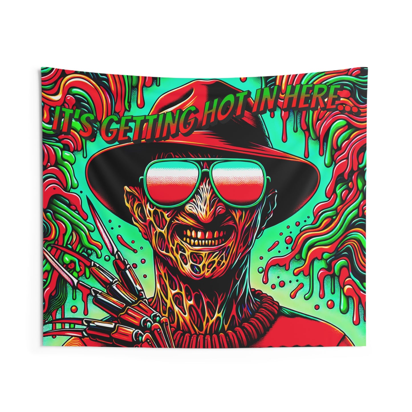 Horradelic It's Getting Hot In Here Freddy Wearing Sunglasses Krueger Horror Fun Indoor Wall Tapestries Art Multiple Sizes
