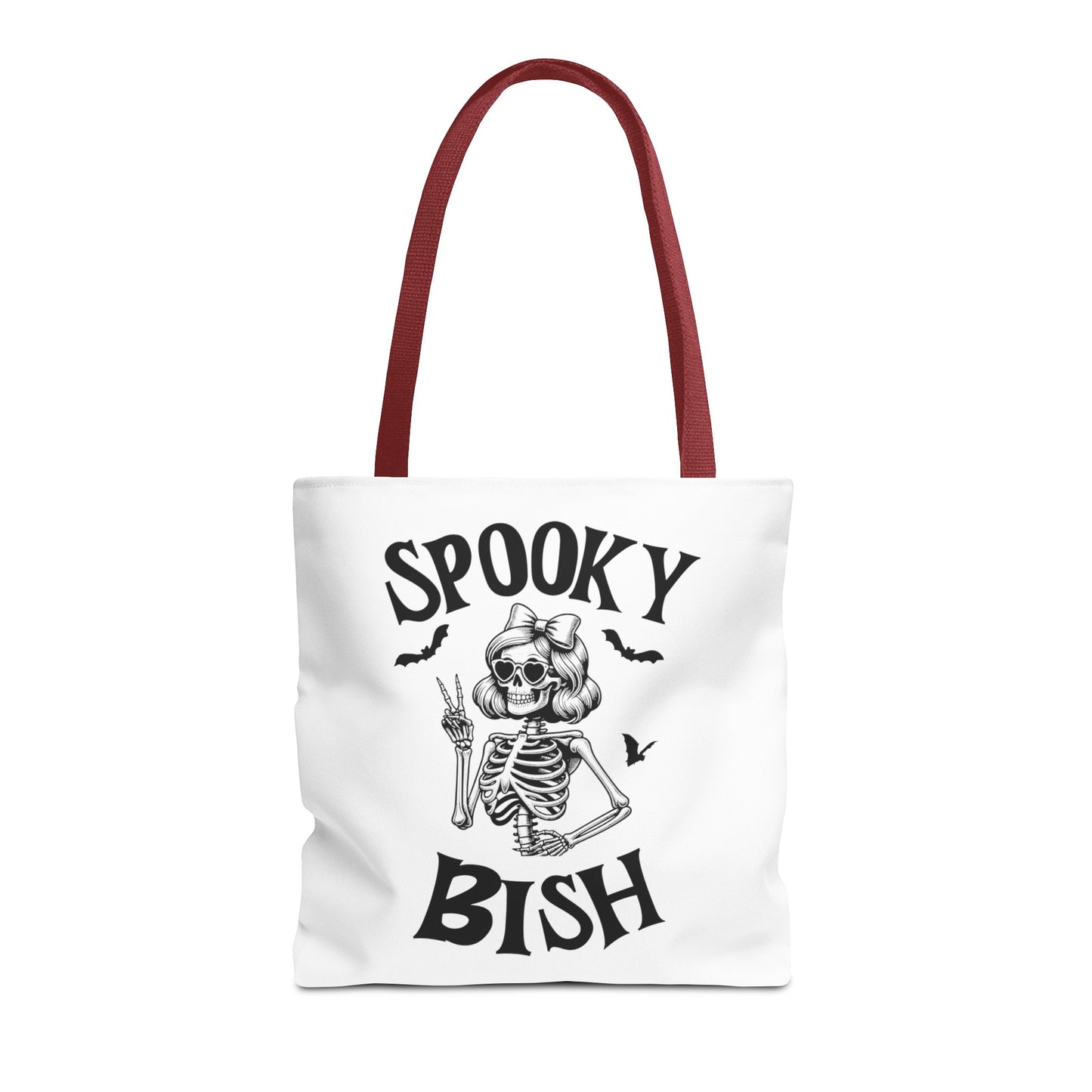 Spooky Bish Skeleton With Sunglasses and Peace Sign Gothic Horror Fun Beach Lunch Carry Tote Bag (AOP)