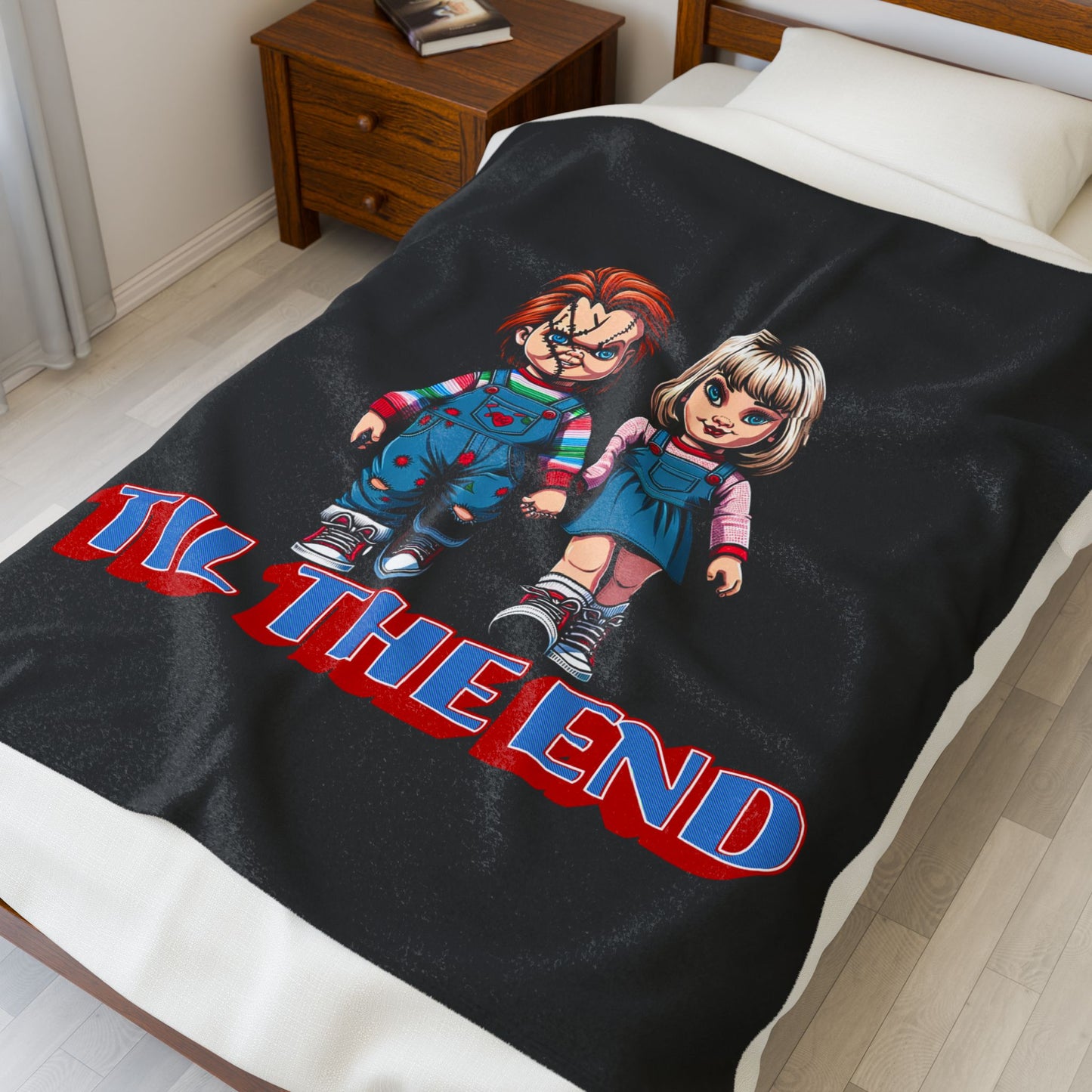 Til The End Horror Couple Throw Blanket Childs Play Inspired Design