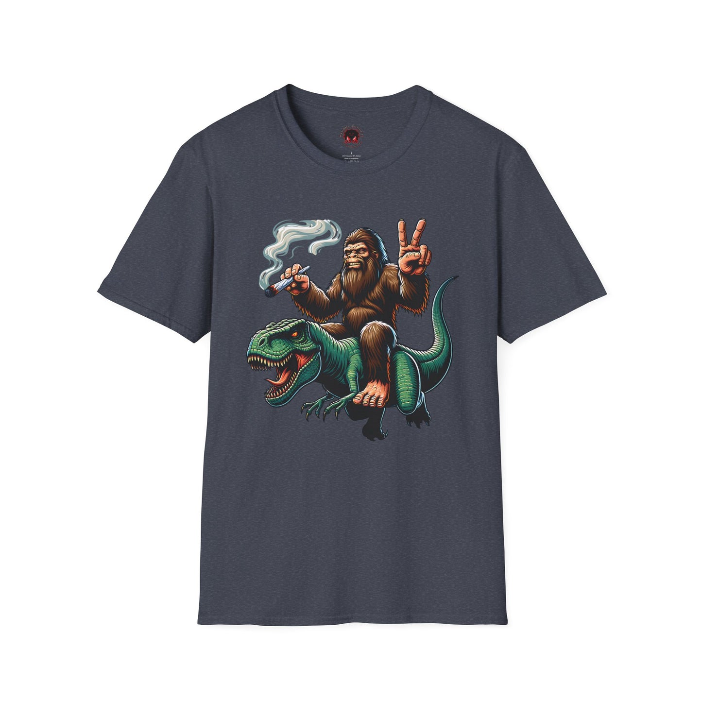 T-Shirt Bigfoot Riding T-Rex 420 Fun Cryptid Tee