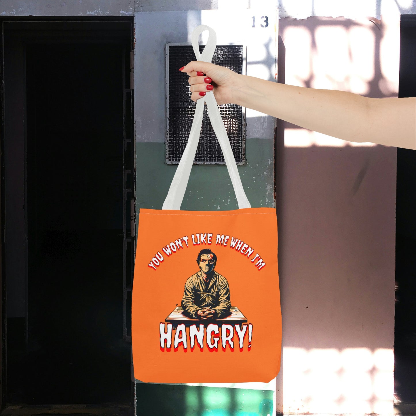 You Wont Like Me When I'm Hangry Mental Patient Cannibal Hannibal Horror Lunch Beach Tote Bag (AOP)