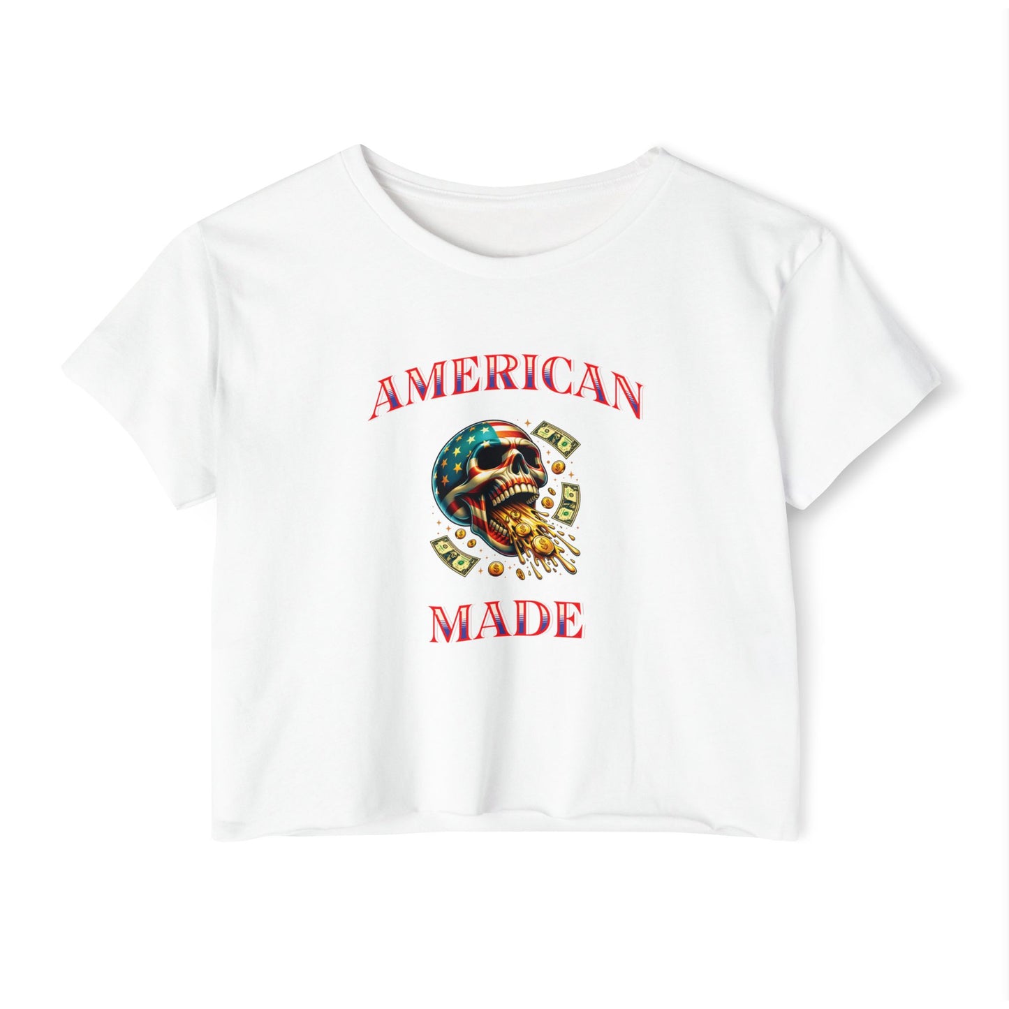 Crop Top - American Made Skull Money Design
