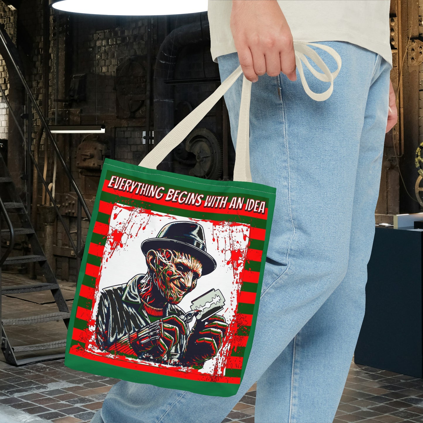 Horrorvational Everything Begins With An Idea Horror Inventor Tote Bag (AOP)
