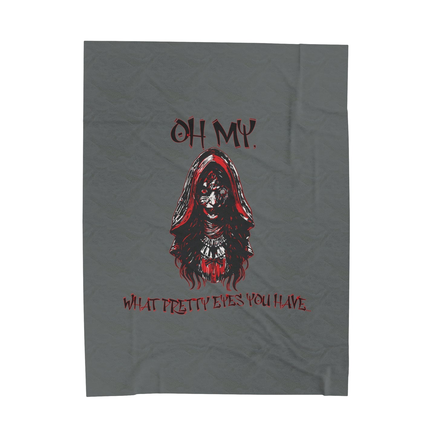 Little Red Riding Hood Inspired Oh My What Pretty Eyes You Have Creep Witch With Twisted Eyes Horror Velveteen Plush Throw Blanket