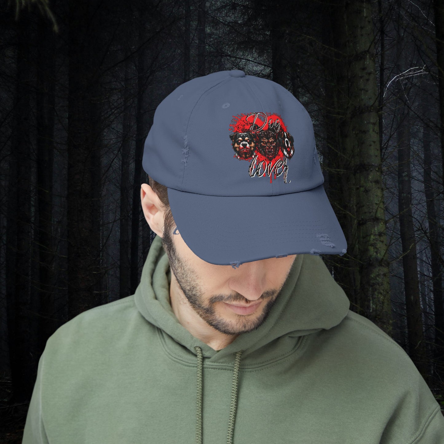 Dog Lover Hounds Of Hell Werewolf Horror Gothic Fun Hat Unisex Distressed Cap