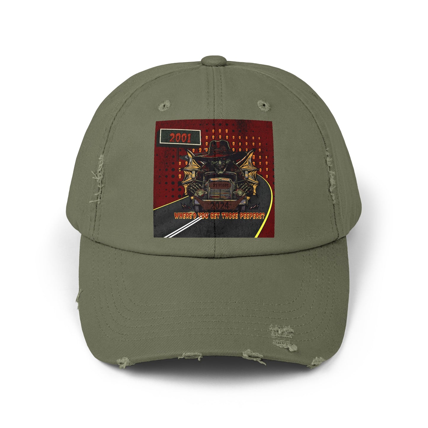 2024 Jeepers - Where'd You Get Those Peepers Horror Fun Unisex Distressed Baseball Cap Hat
