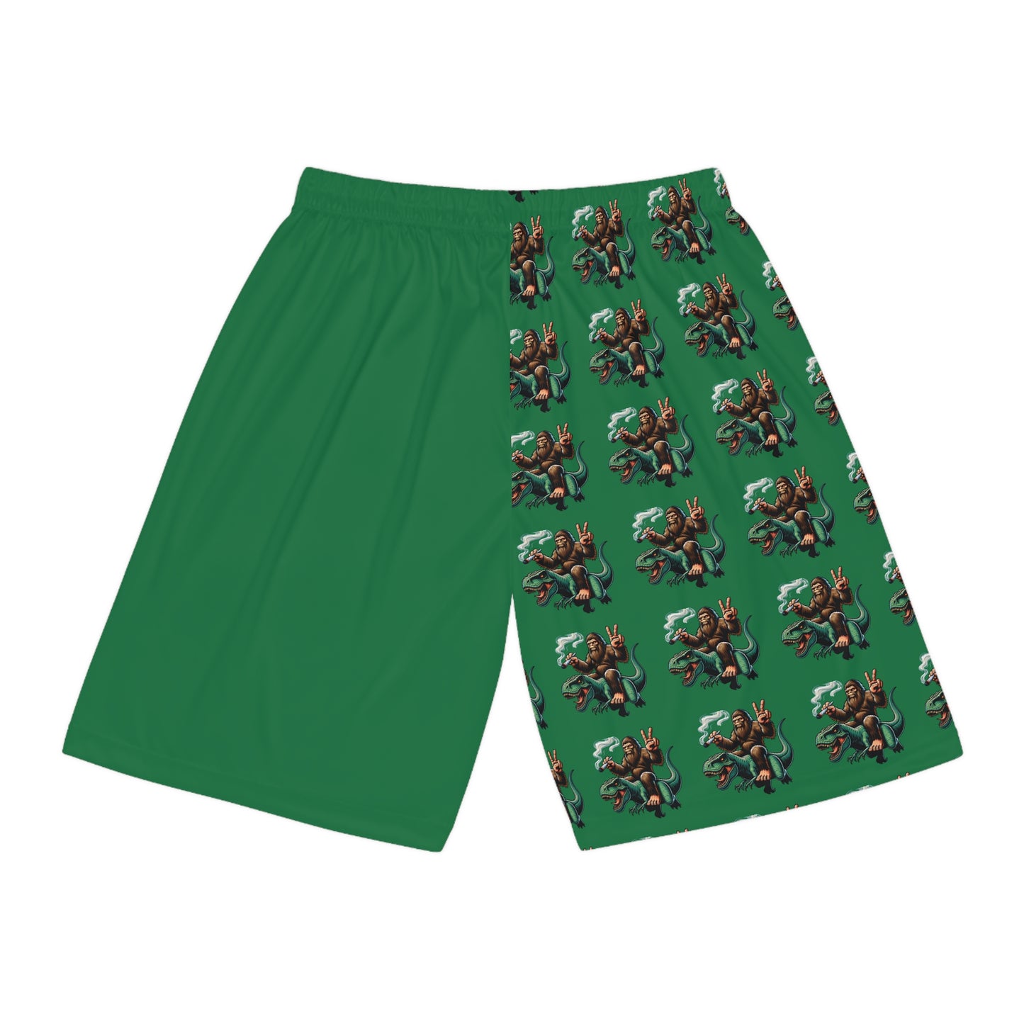 420 Bigfoot Riding T Rex Basketball Shorts