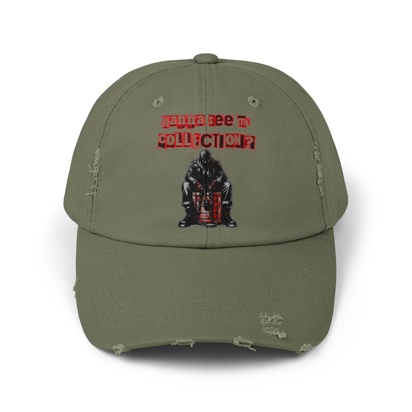 The Collector Inspired Wanna See My Collection Horror Movie Fun Collectors Hat Unisex Distressed Cap