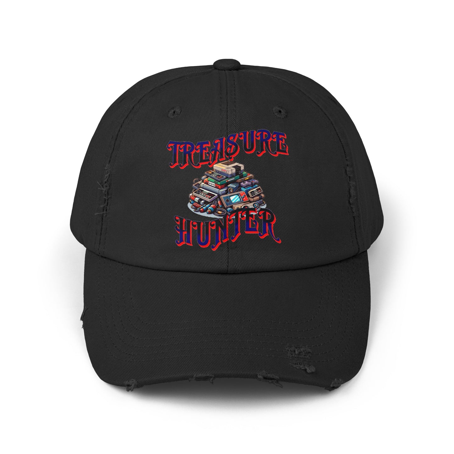 Treasure Hunter Retro Gamer Unisex Distressed Cap Vintage Video Game Collector Hat