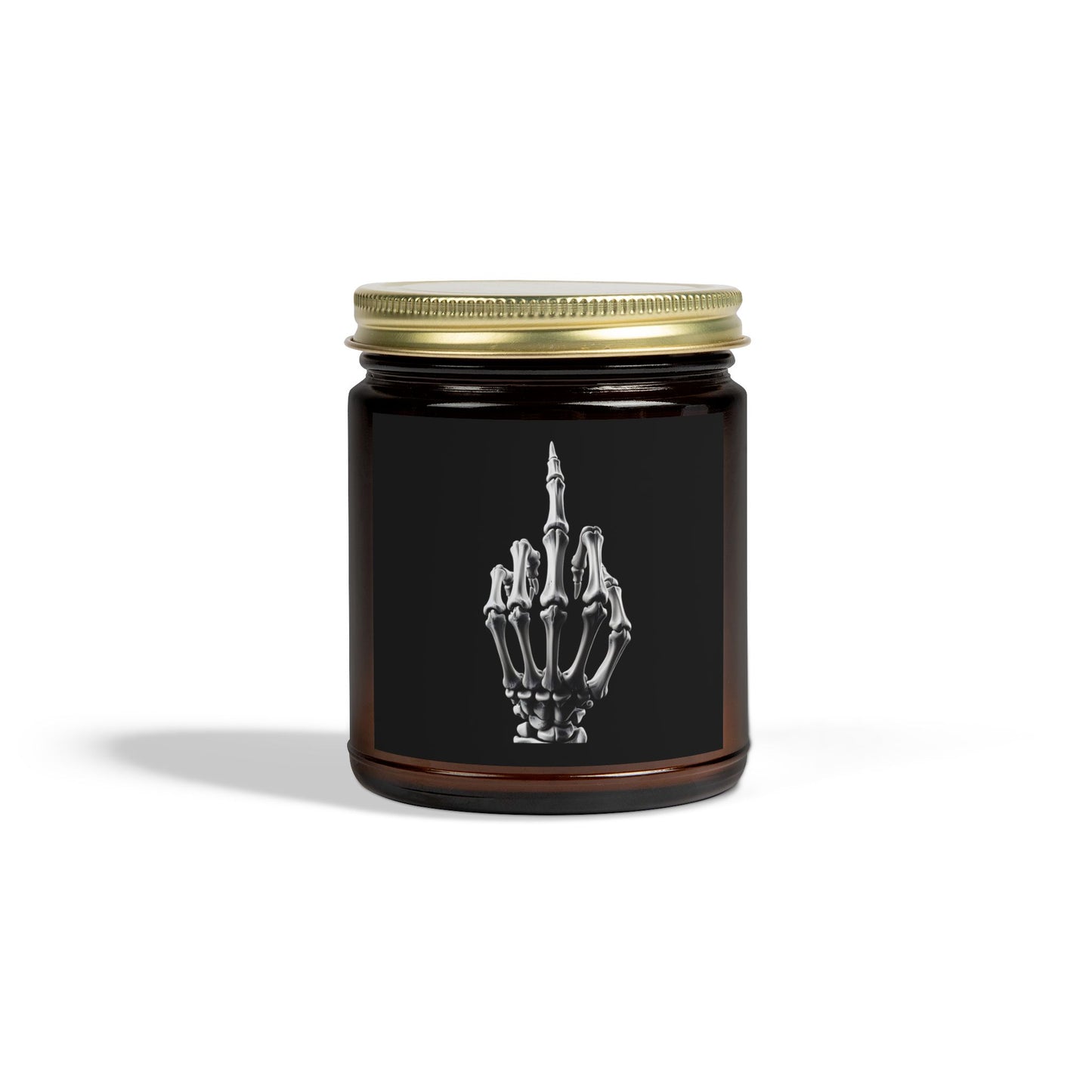 Scented Candle - Skeleton Hand Middle Finger Funny Coconut Apricot Wax (4oz. 9oz)