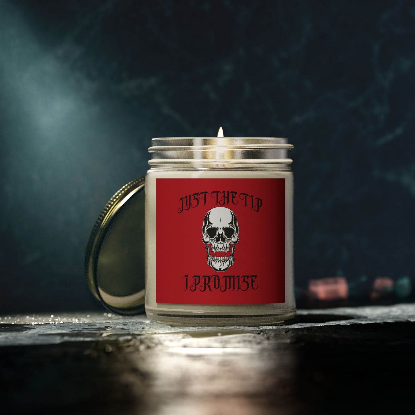 Scented Candle - Vampire Skull "Just The Tip I Promise" Gothic Design (4oz, 9oz)