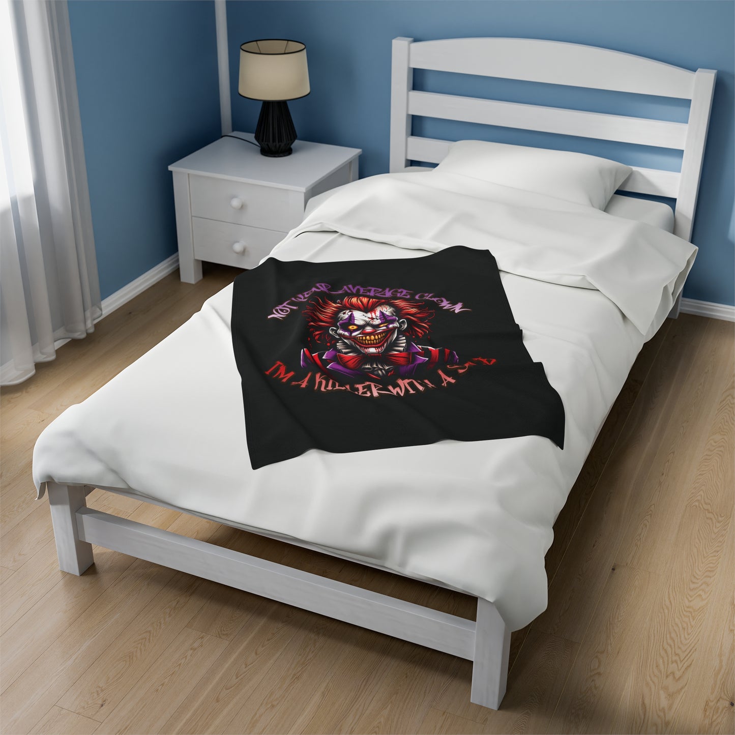 I'm A Killer With A Smile Evil Clown Velveteen Plush Throw Blanket