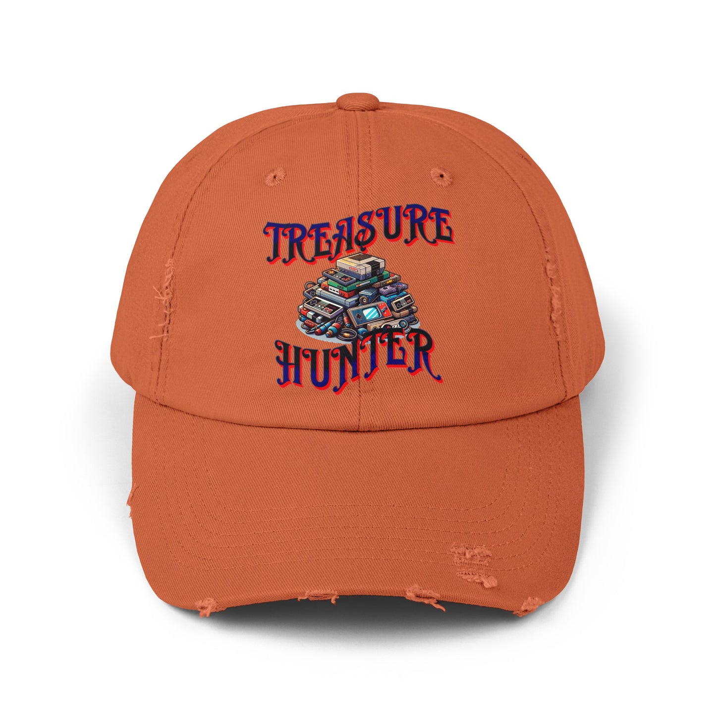 Treasure Hunter Retro Gamer Unisex Distressed Cap Vintage Video Game Collector Hat