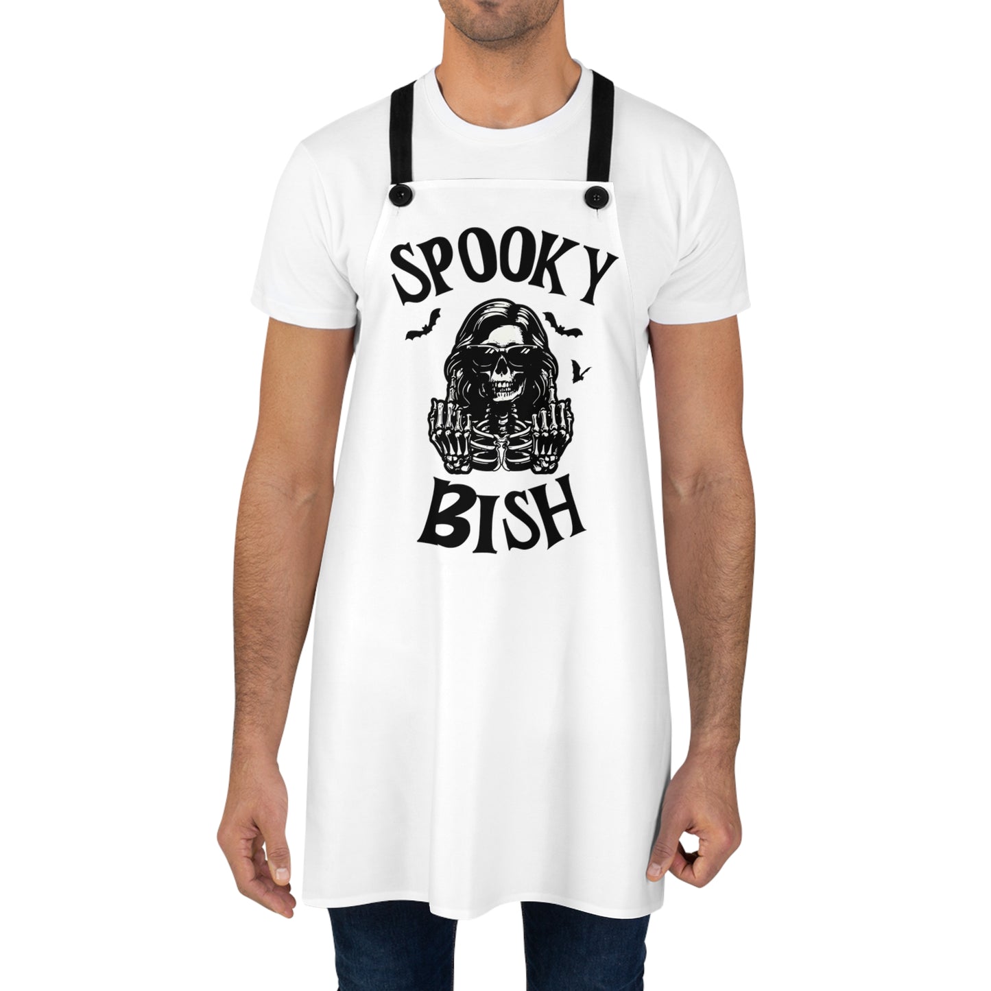Spooky Bish Skeleton Middle Fingers Sunglasses Gothic Fun BBQ Cooking Kitchen Apron (AOP) Outdoor Summer Party