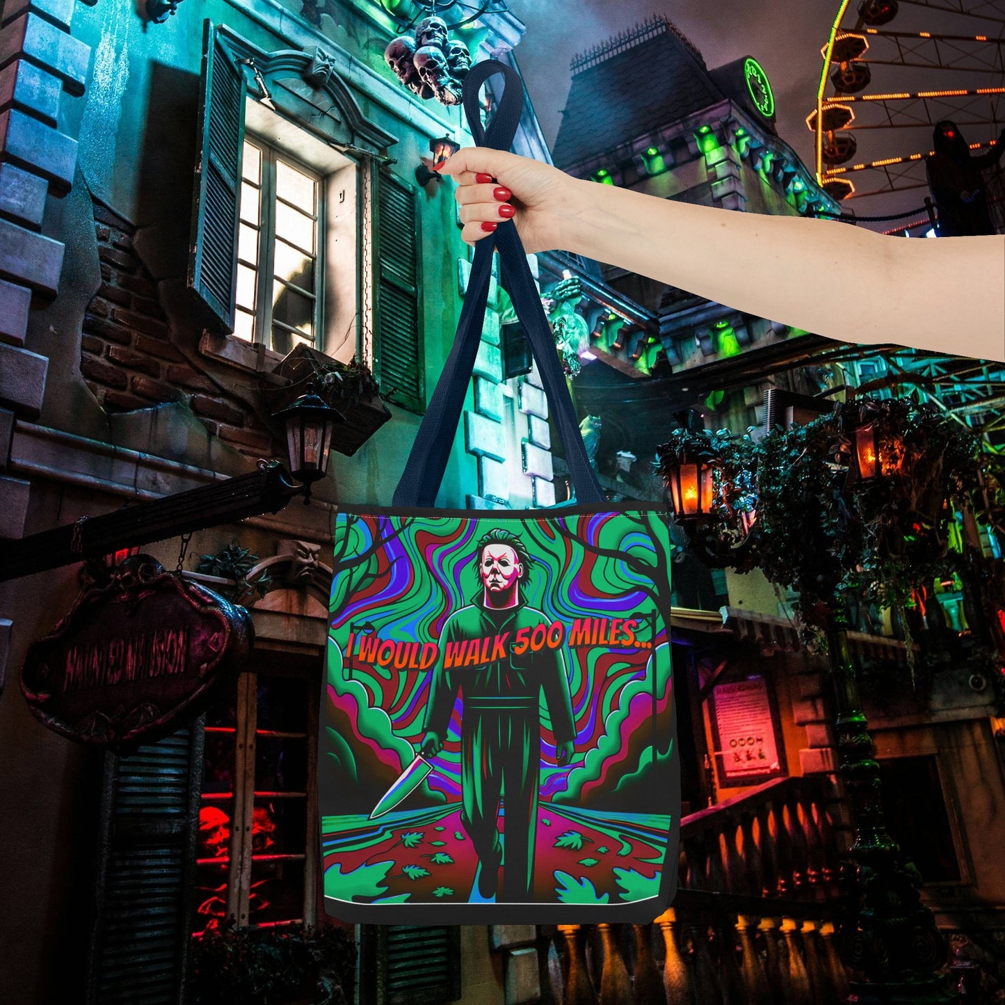 Horradelic Horror Fun Michael With The Mask On Myers Beach Halloween Lunch Tote Bag (AOP)