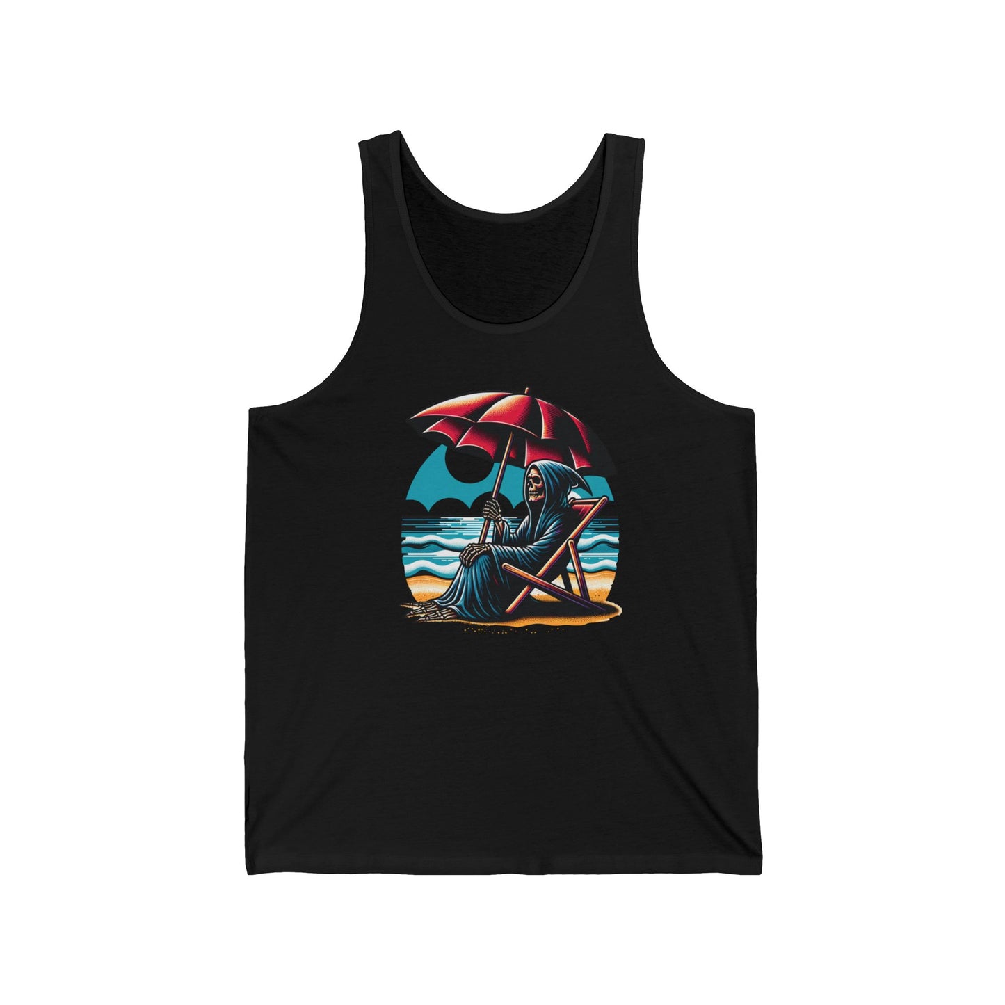 Summerween Grim Reaper Beach Day Unisex Jersey Tank Top