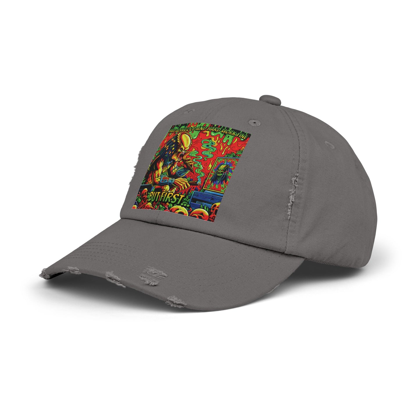 Horradelic Hard Work Good Hard Work Fine Predator Blunt Horror Fun Unisex Distressed Baseball Cap Hat