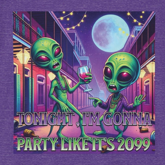 Alien Party Unisex T-Shirt - Party Like It's 2099 Design