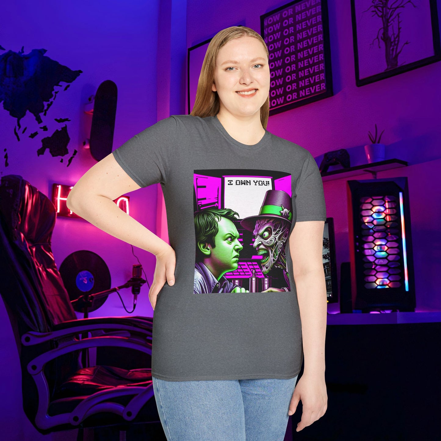 I Own You AI Tech Sarcastic Scary Fun Unisex Softstyle T-Shirt Horror Gamer Shirt