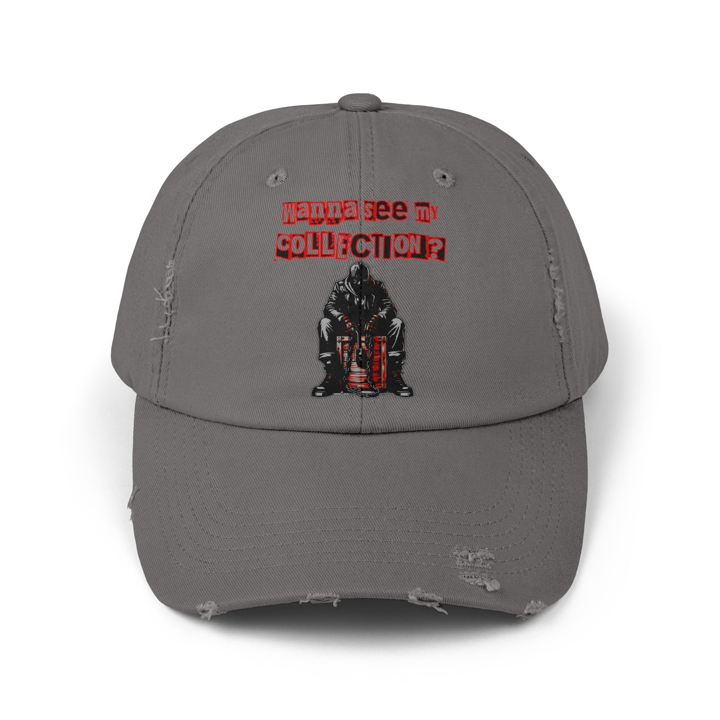 The Collector Inspired Wanna See My Collection Horror Movie Fun Collectors Hat Unisex Distressed Cap