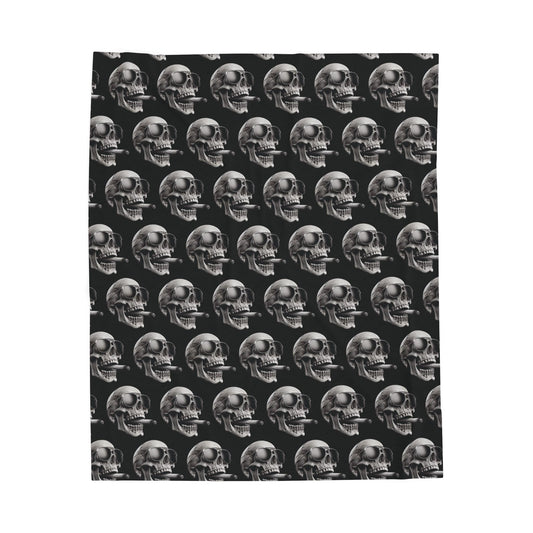 Plush Blanket - Gothic Skull Smoking Doobie