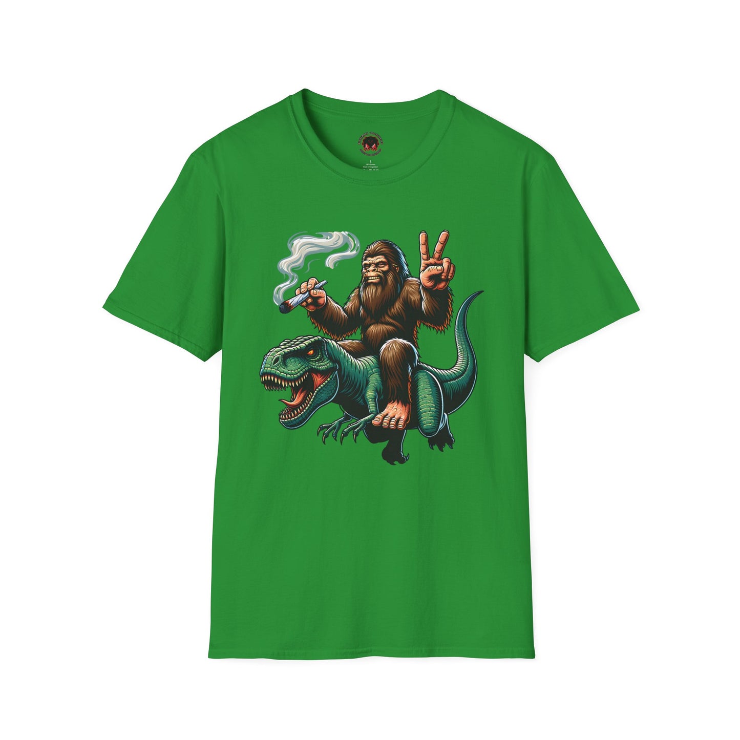 T-Shirt Bigfoot Riding T-Rex 420 Fun Cryptid Tee