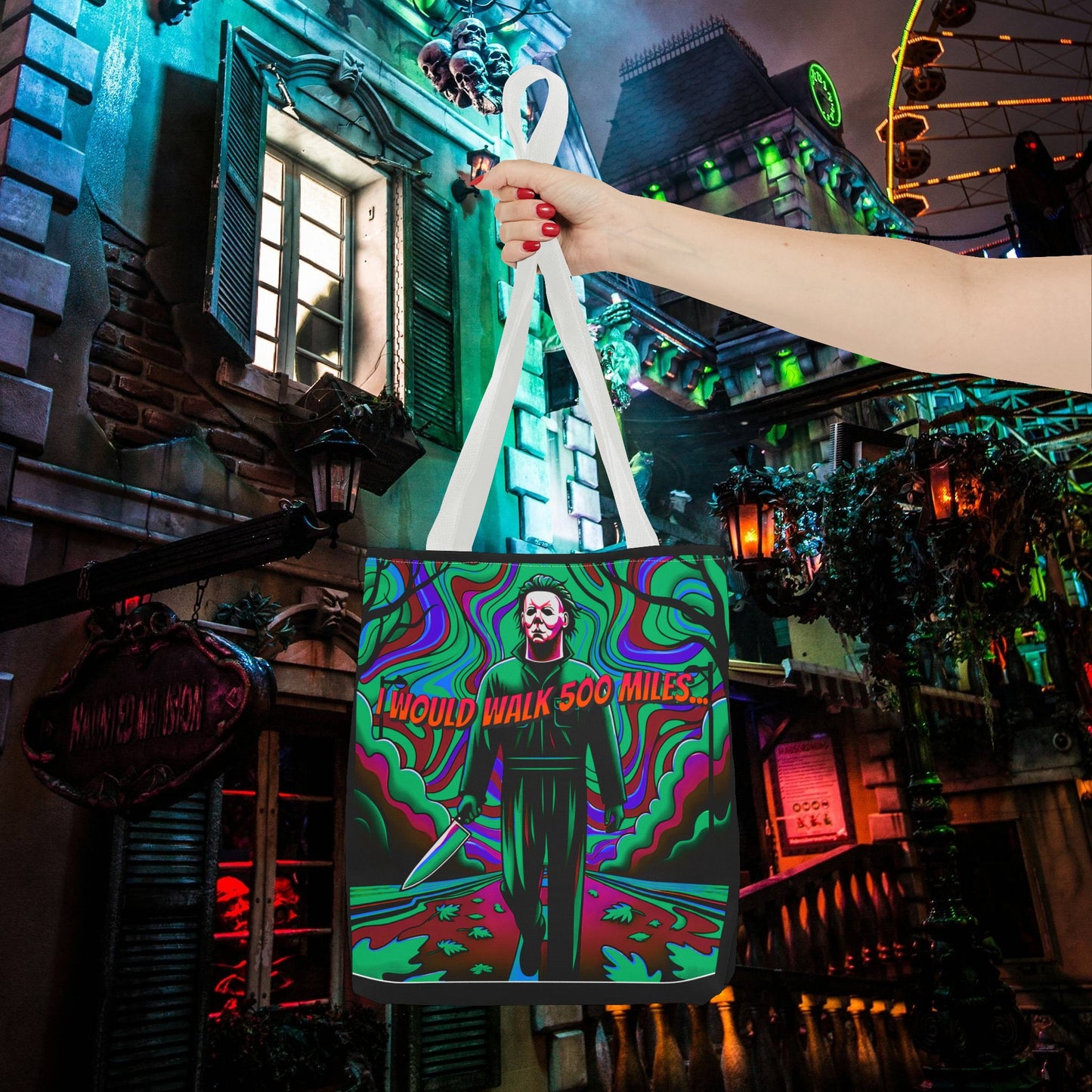 Horradelic Horror Fun Michael With The Mask On Myers Beach Halloween Lunch Tote Bag (AOP)