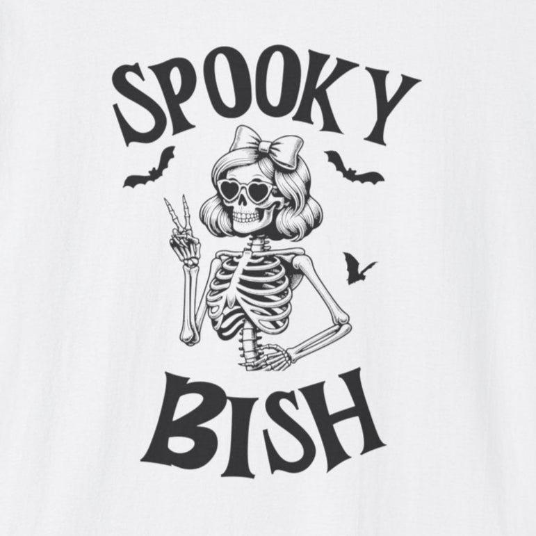 Spooky Bish Skeleton with Sunglasses and Peace Sign Gothic Horror Fun Unisex Softstyle T-Shirt