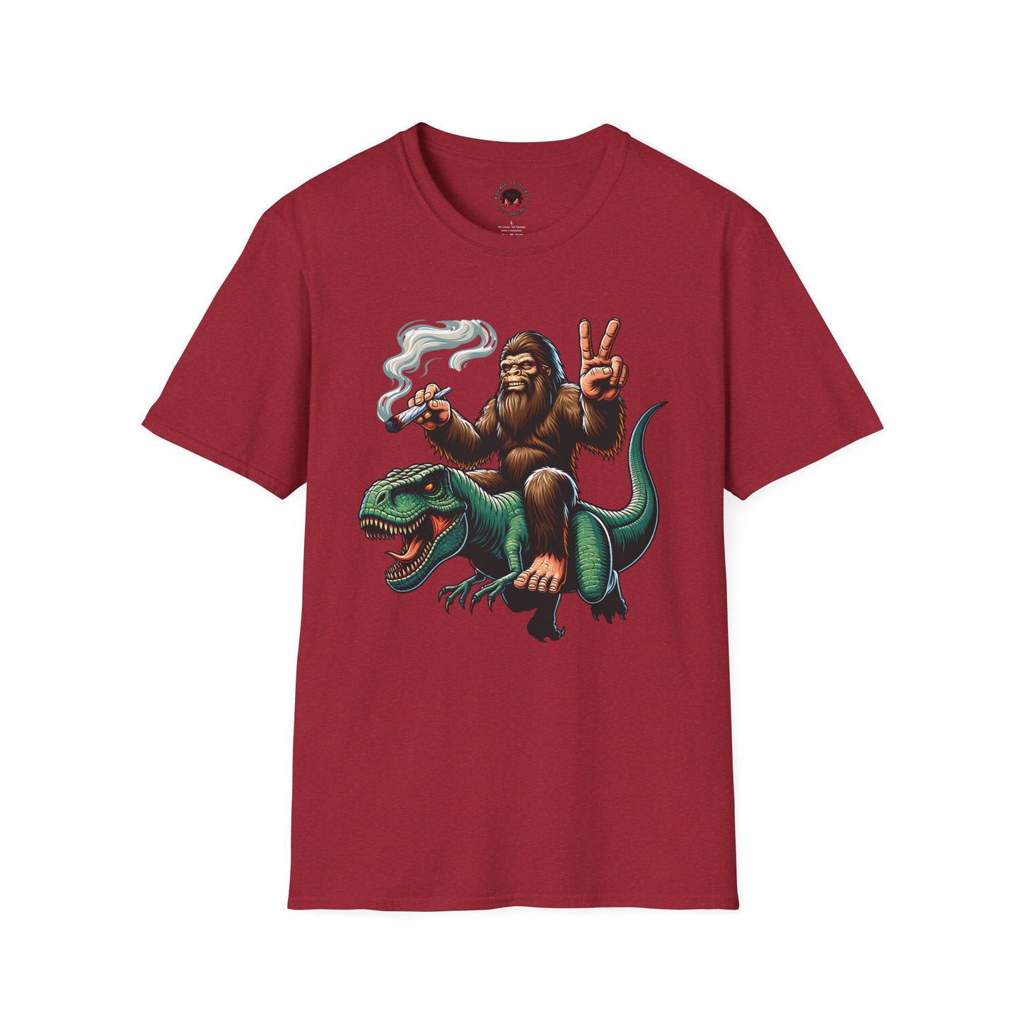 T-Shirt Bigfoot Riding T-Rex 420 Fun Cryptid Tee