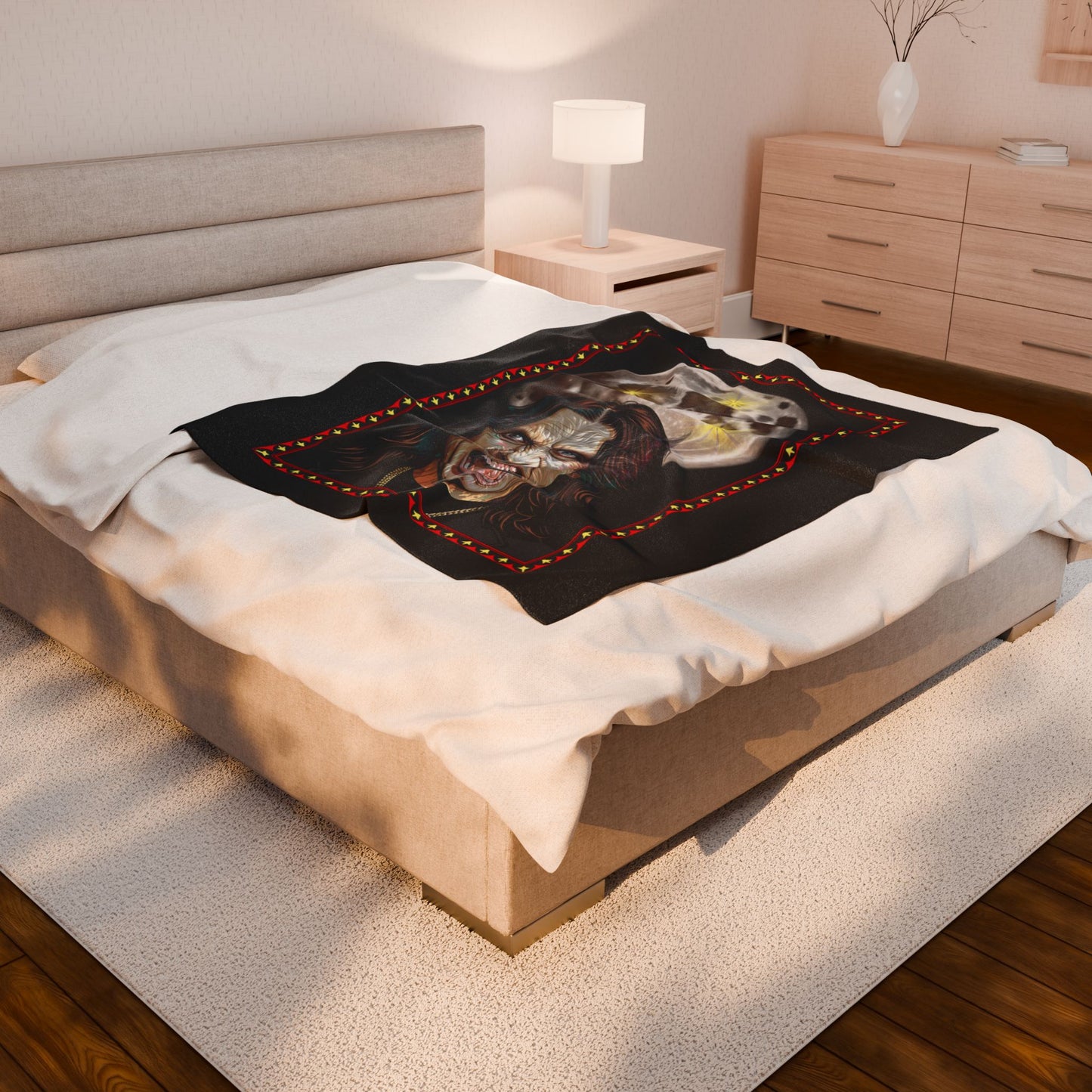 Plush Blanket - Ozzy Bark at the Moon Werewolf Design