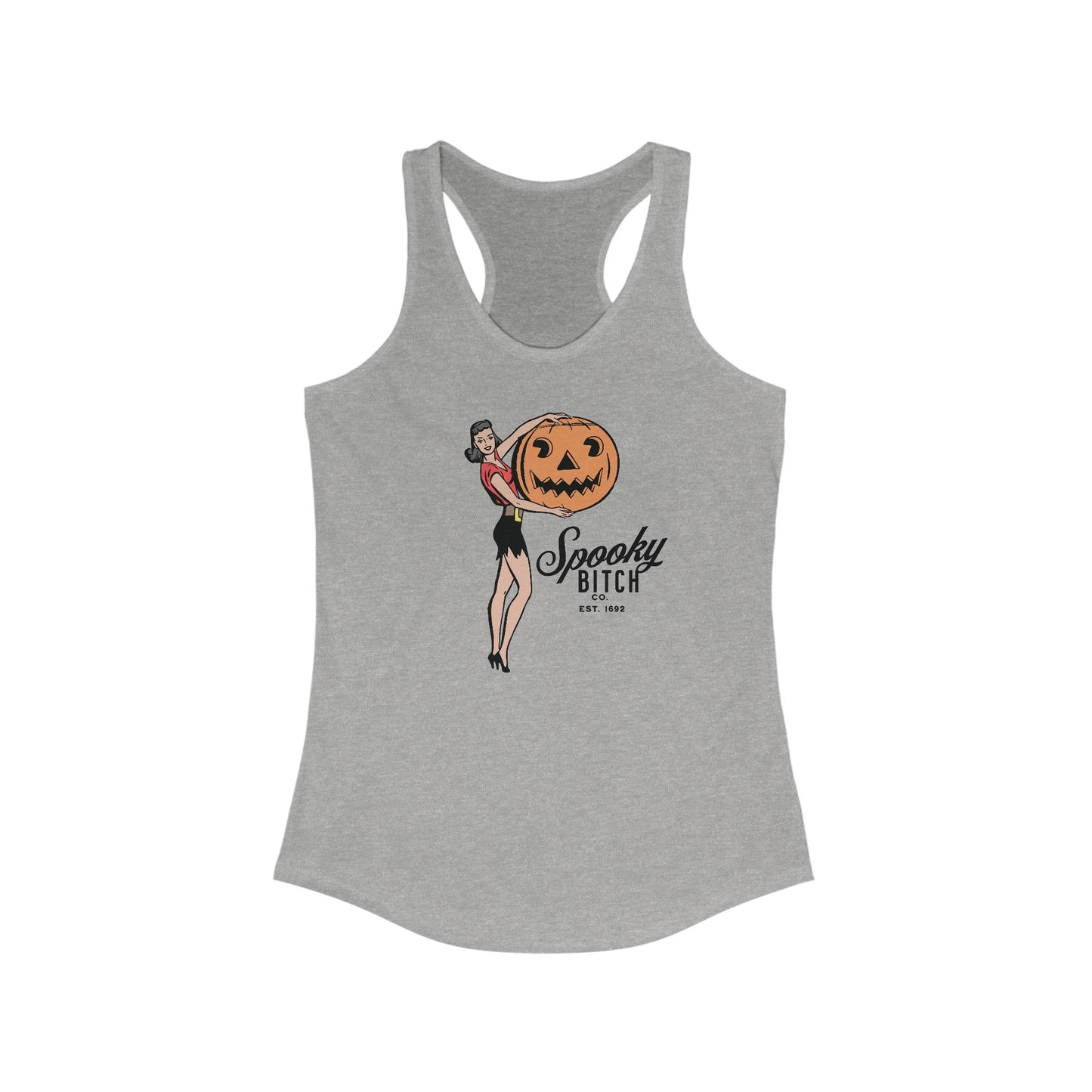 Spooky B!+ch Co EST 1692 Salem Witch Trials Womens Ideal Racerback Tank Top